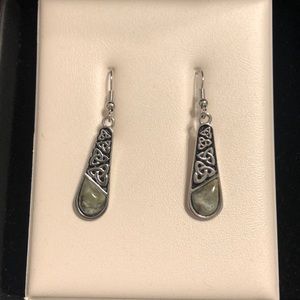 Connemara Marble Trinity Knot Drop Earrings-The Irish Store